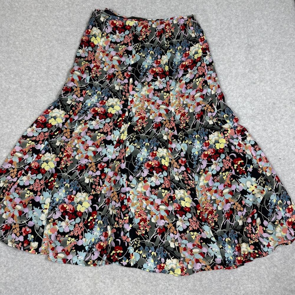 Jones New York Floral Silk Midi Skirt Flare Womens Size 6 - Picture 2 of 6